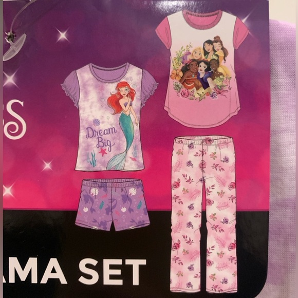 New 4 Piece Disney Princess Pajama Set Size 5 Kids Sleepwear - Picture 2 of 12